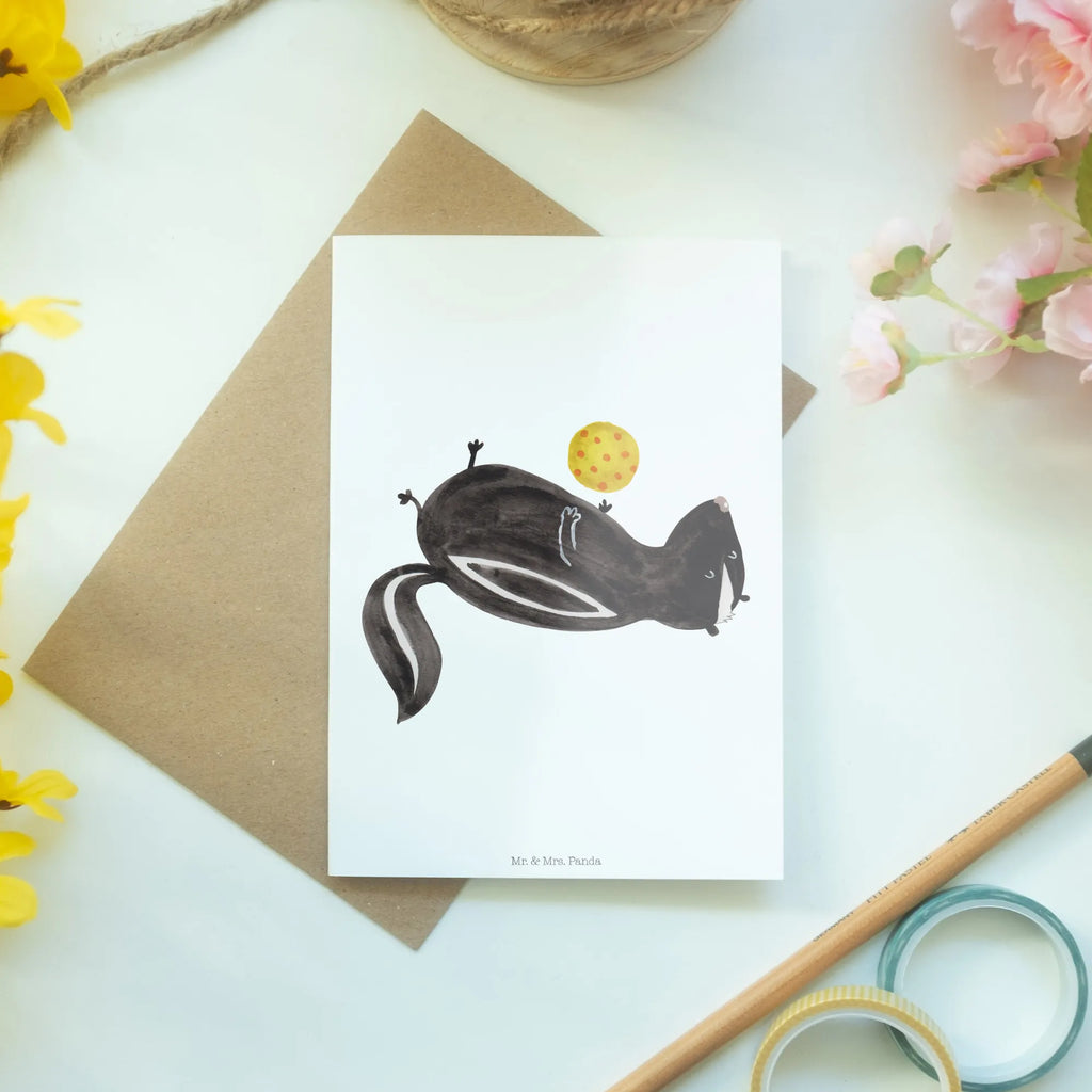 Greetings card skunk ball greeting card, birthday card, folding card, invitation card, wedding card, Skunk, skunk, wisdom, stinky, predator, wild animal, playful, stinker