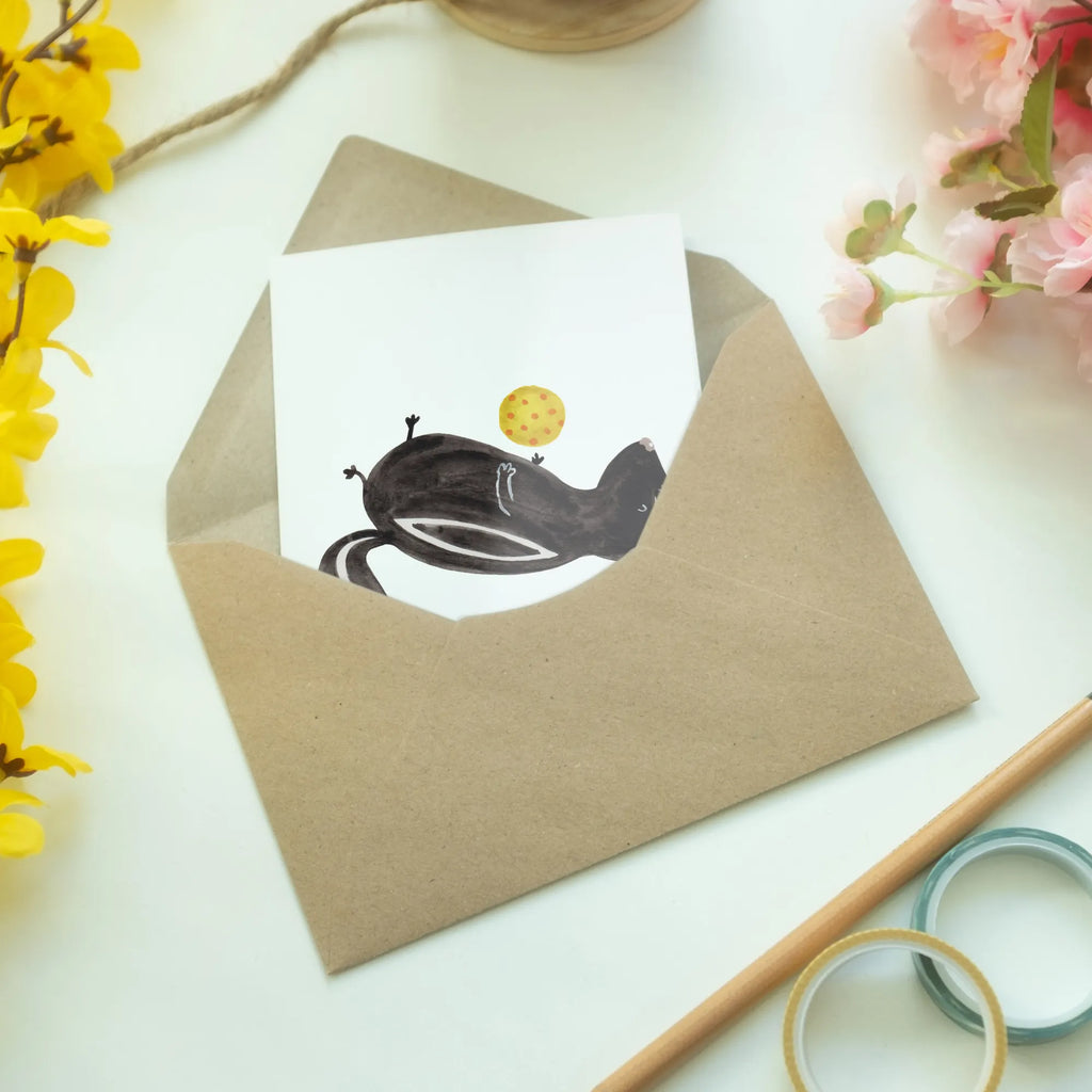 Greetings card skunk ball greeting card, birthday card, folding card, invitation card, wedding card, Skunk, skunk, wisdom, stinky, predator, wild animal, playful, stinker