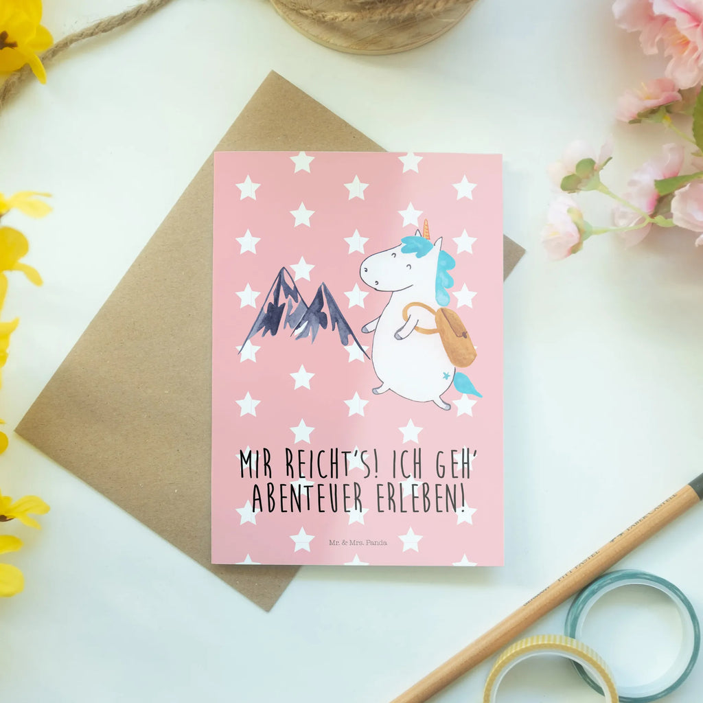 Kartka okolicznościowa jednorożec alpinista hochzeitskarten, babykarte, Glückwunschkarte, osterkarte, kommunionskarte, weihnachtskarten, Motivkarte, Grußkarten, einladungskarten, neujahrskarte, spruchkarte, Klappkarte, Grußkarte, osterkarten, vatertagskarte, abiturkarte, dankeskarten, glückwunschkarten, firmungskarte, Beileidskarte, jubiläumskarte, valentinstagskarte, genesungskarte, Einhörner, Unicorn, Einhorn Deko, Einhorn, Berge, Abenteuer, Abenteurer, Urlaub, Weltenbummler, Weltreise, Bergsteiger, Reisen, Entdecker