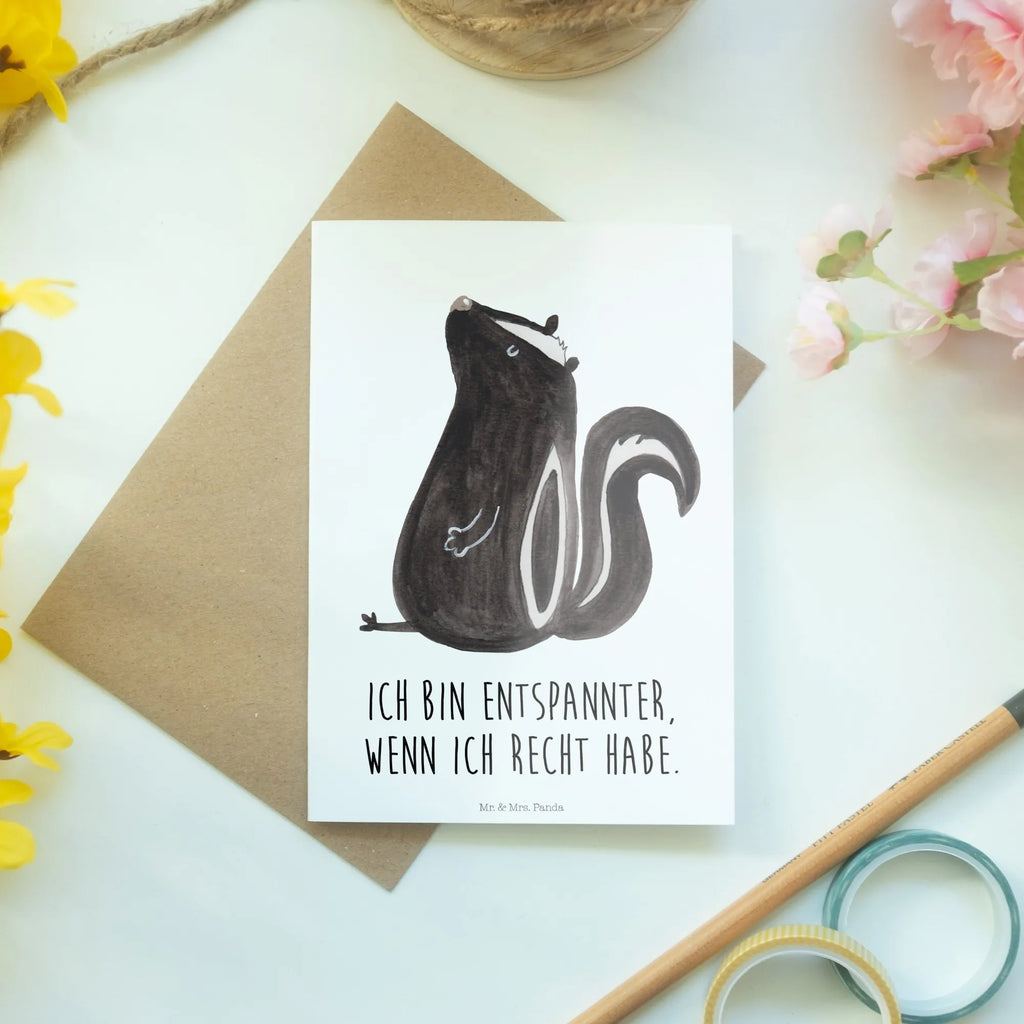Greetings card skunk Sit kommunionskarte, Klappkarte, valentinstagskarte, babykarte, neujahrskarte, hochzeitskarten, genesungskarte, jubiläumskarte, einladungskarten, Grußkarten, Beileidskarte, Motivkarte, Glückwunschkarte, firmungskarte, osterkarte, abiturkarte, dankeskarten, weihnachtskarten, Grußkarte, vatertagskarte, glückwunschkarten, spruchkarte, osterkarten, Skunk, Stinktier, Wildtier, Stinki, Raubtier, Besserwisser, Recht, Stinker, Büro, Spruch