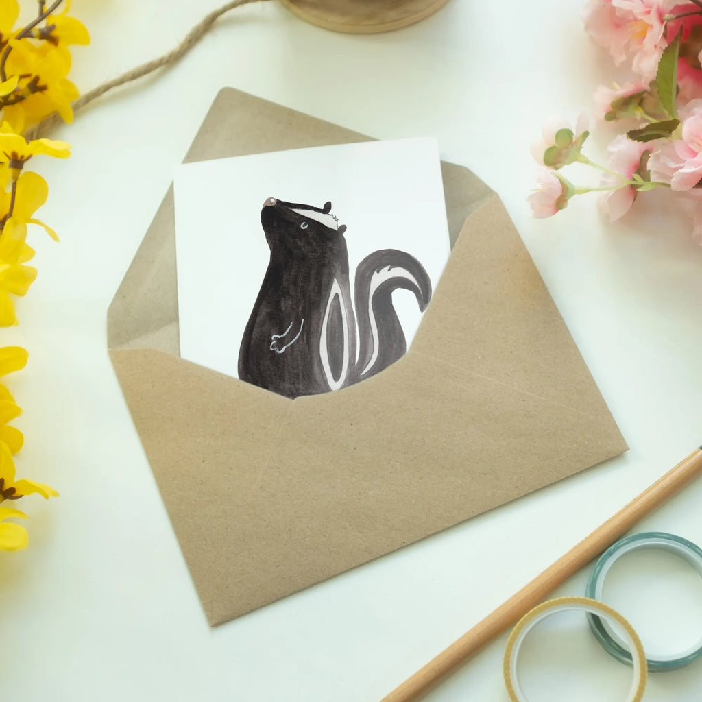 Greetings card skunk Sit kommunionskarte, Klappkarte, valentinstagskarte, babykarte, neujahrskarte, hochzeitskarten, genesungskarte, jubiläumskarte, einladungskarten, Grußkarten, Beileidskarte, Motivkarte, Glückwunschkarte, firmungskarte, osterkarte, abiturkarte, dankeskarten, weihnachtskarten, Grußkarte, vatertagskarte, glückwunschkarten, spruchkarte, osterkarten, Skunk, Stinktier, Wildtier, Stinki, Raubtier, Besserwisser, Recht, Stinker, Büro, Spruch