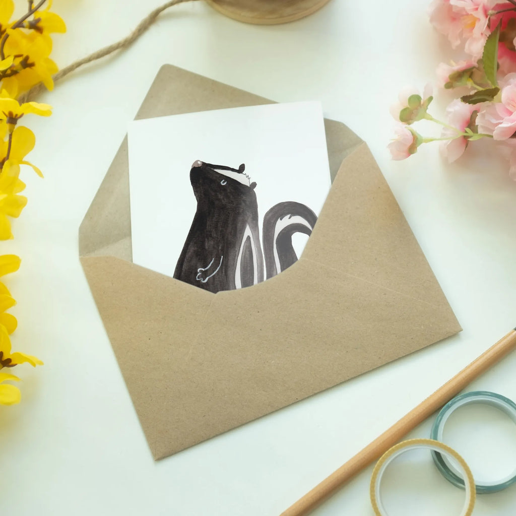 Greetings card skunk Sit kommunionskarte, Klappkarte, valentinstagskarte, babykarte, neujahrskarte, hochzeitskarten, genesungskarte, jubiläumskarte, einladungskarten, Grußkarten, Beileidskarte, Motivkarte, Glückwunschkarte, firmungskarte, osterkarte, abiturkarte, dankeskarten, weihnachtskarten, Grußkarte, vatertagskarte, glückwunschkarten, spruchkarte, osterkarten, Skunk, Stinktier, Wildtier, Stinki, Raubtier, Besserwisser, Recht, Stinker, Büro, Spruch