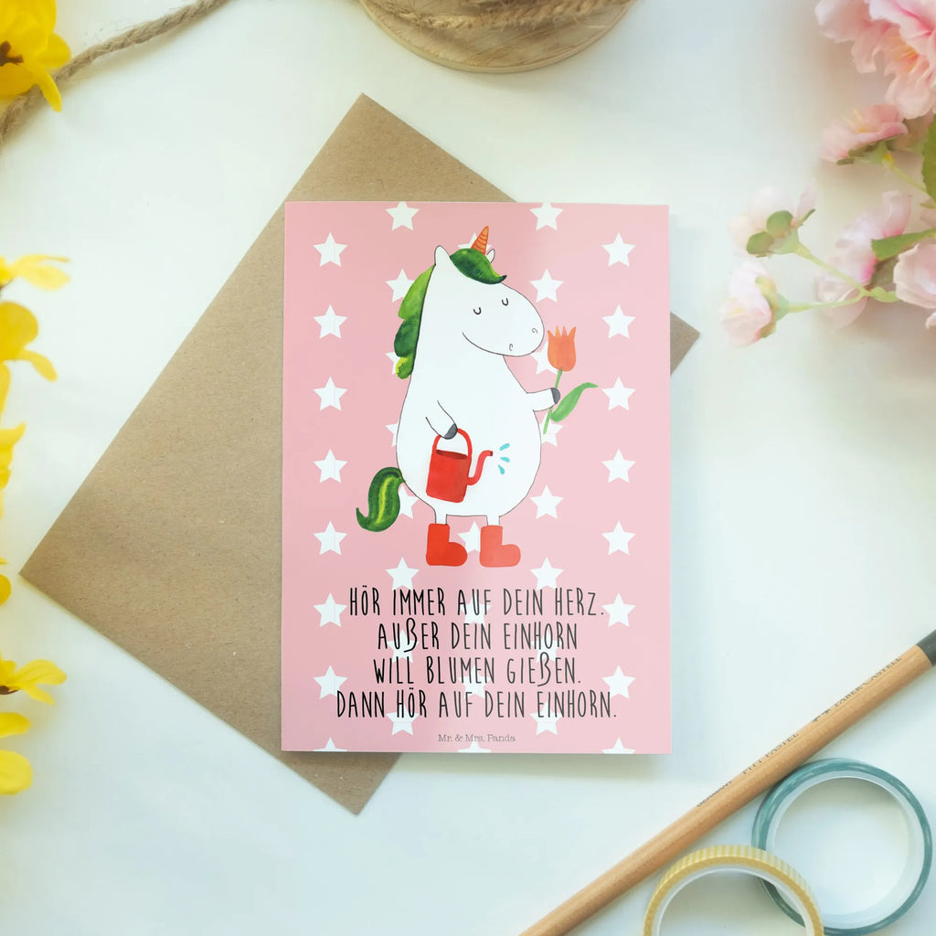 Greetings card unicorn gardener Glückwunschkarte, Klappkarte, babykarte, jubiläumskarte, firmungskarte, spruchkarte, dankeskarten, weihnachtskarten, osterkarten, valentinstagskarte, vatertagskarte, abiturkarte, Grußkarten, neujahrskarte, kommunionskarte, Grußkarte, genesungskarte, glückwunschkarten, Motivkarte, einladungskarten, Beileidskarte, hochzeitskarten, osterkarte, Einhorn, Einhörner, Einhorn Deko, Unicorn, Giesskanne, Garten, Freundin, Stiefel, Gießkanne, Blume, Lebenslust, Luftballon, Freude
