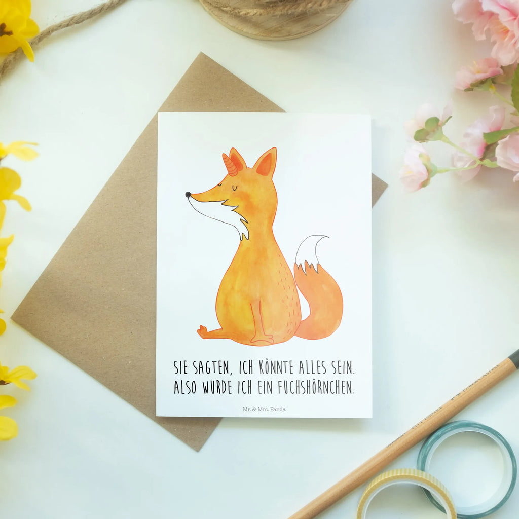 Greetings card unicorn Wish Hochzeitskarte, Einladungskarte, Klappkarte, Ansichtskarten, Geburtstagskarte, Grußkarte, Karte, Glückwunschkarte, Einhorn, Einhörner, Einhorn Deko, Unicorn, Fuchshörnchen, Füchse, Fuchshorn, Fuchs, Foxycorn, Unicorns