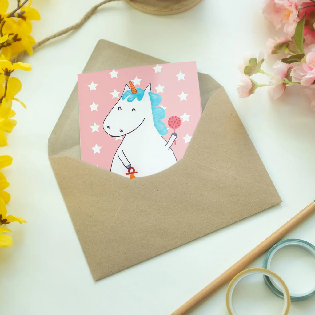Greetings card unicorn infant Karte, Grußkarte, Hochzeitskarte, Geburtstagskarte, Glückwunschkarte, Einladungskarte, Ansichtskarten, Klappkarte, Einhorn, Einhörner, Einhorn Deko, Unicorn, Party, Kind, Nachwuchs, Eltern, erstes Kind, Schnuller, Babyglück, Geburtstag, Baby, Geburt, Mutter
