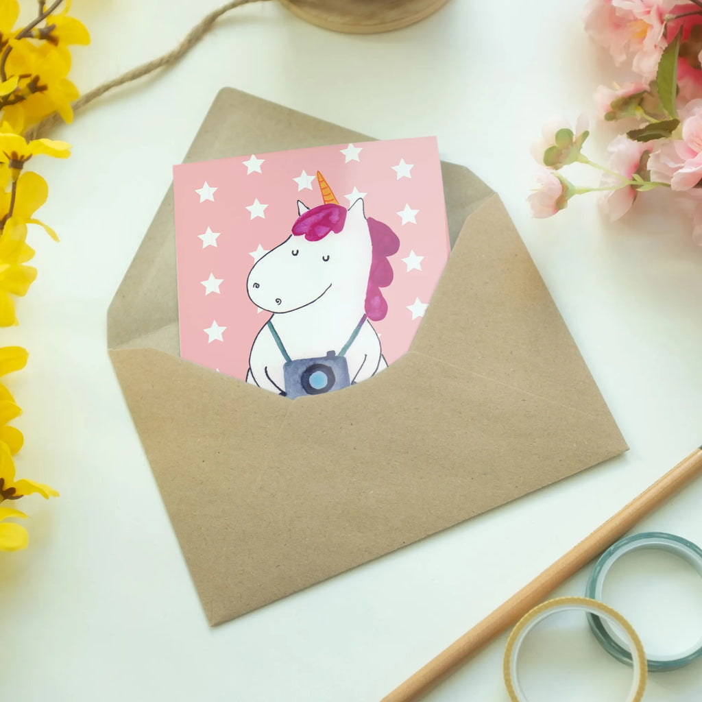 Greetings card unicorn photographer invitation card, greeting card, folding card, wedding card, birthday card, unicorn, unicorns, Photographer, Tourist, Holiday, Photographer gift, Camera, Unicorn, Photography, Traveler gift, Traveling