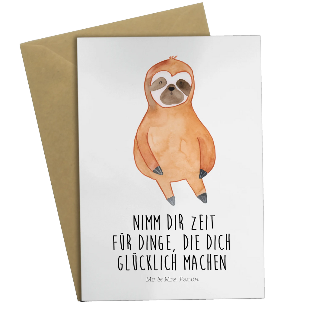 Greetings card sloth Satisfied greeting card, folding card, invitation card, wedding card, birthday card, Sloth, sloth, trend animal, lazy, favorite animal, break, relax, happy, happiness, contented