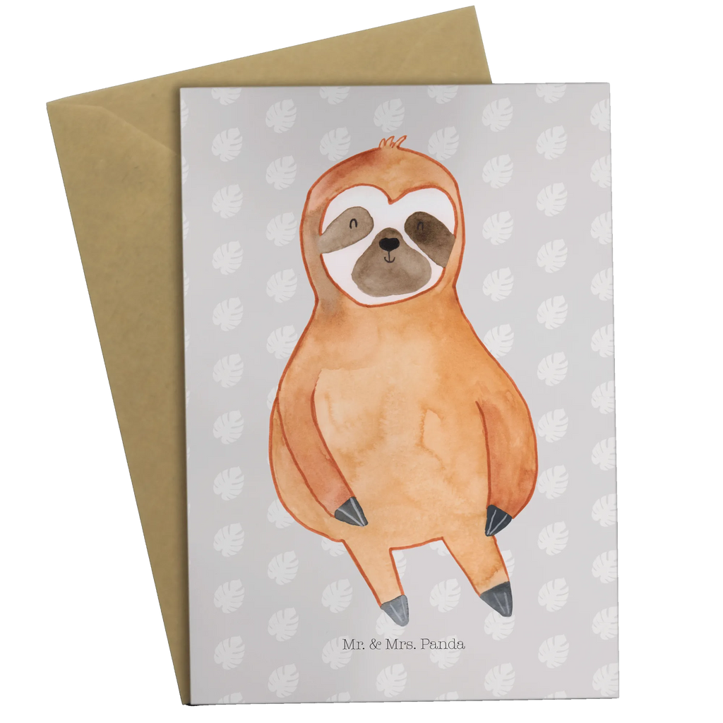 Greetings card sloth Satisfied greeting card, folding card, invitation card, wedding card, birthday card, Sloth, sloth, trend animal, lazy, favorite animal, break, relax, happy, happiness, contented