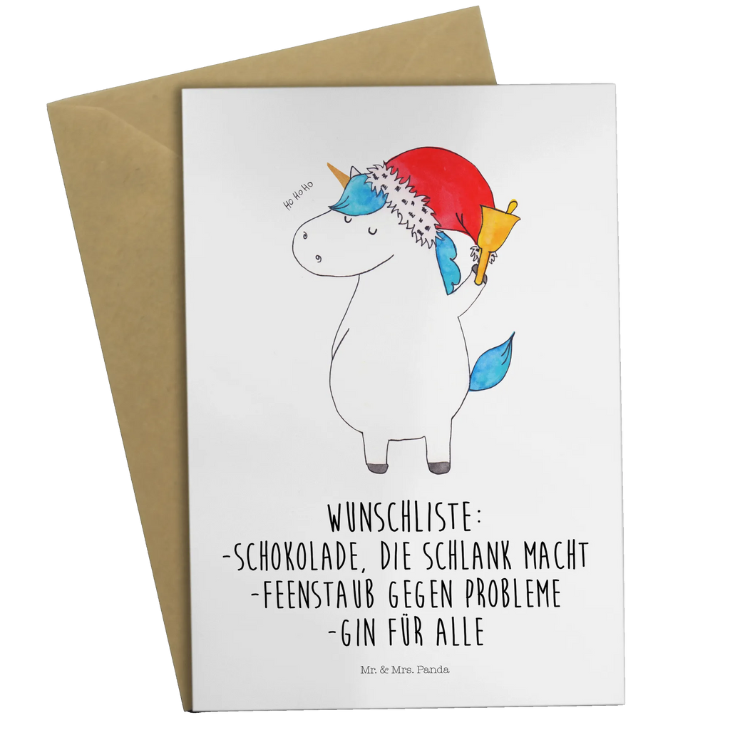 Greetings card unicorn Santa Claus wedding card, greeting card, folding card, birthday card, invitation card, unicorn, unicorns, christmas, wish list, christmas present, chocolate, Gin, fairy dust, gift, santa, santa claus