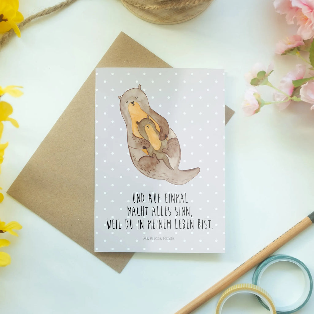 Greetings card otter child invitation card, birthday card, wedding card, folding card, greeting card, otter, marten, sea otter, European otter, water mammal, aquatic animal, baby otter, predator, water, otter gifts, animal lover, gift ideas for animal lovers, animal, mammal, water animal, gifts for people in love, Otter Sea Otter Lake Otter