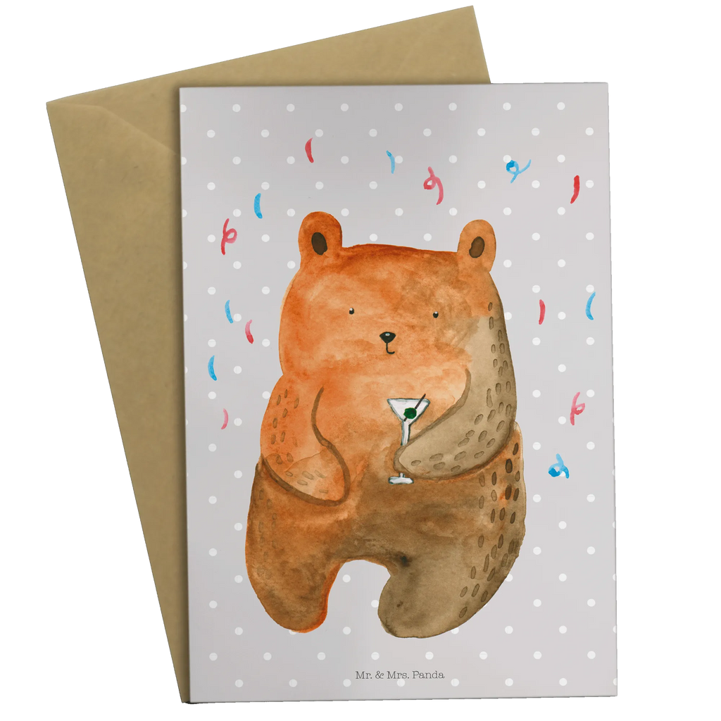 Greetings card bear party greeting card, birthday card, folding card, invitation card, wedding card, bear, teddy, teddy bear, cuddly toy, Partying, Birthday, Good mood, Present, Funny, Celebrate, Birthday present, Party, Bring a present