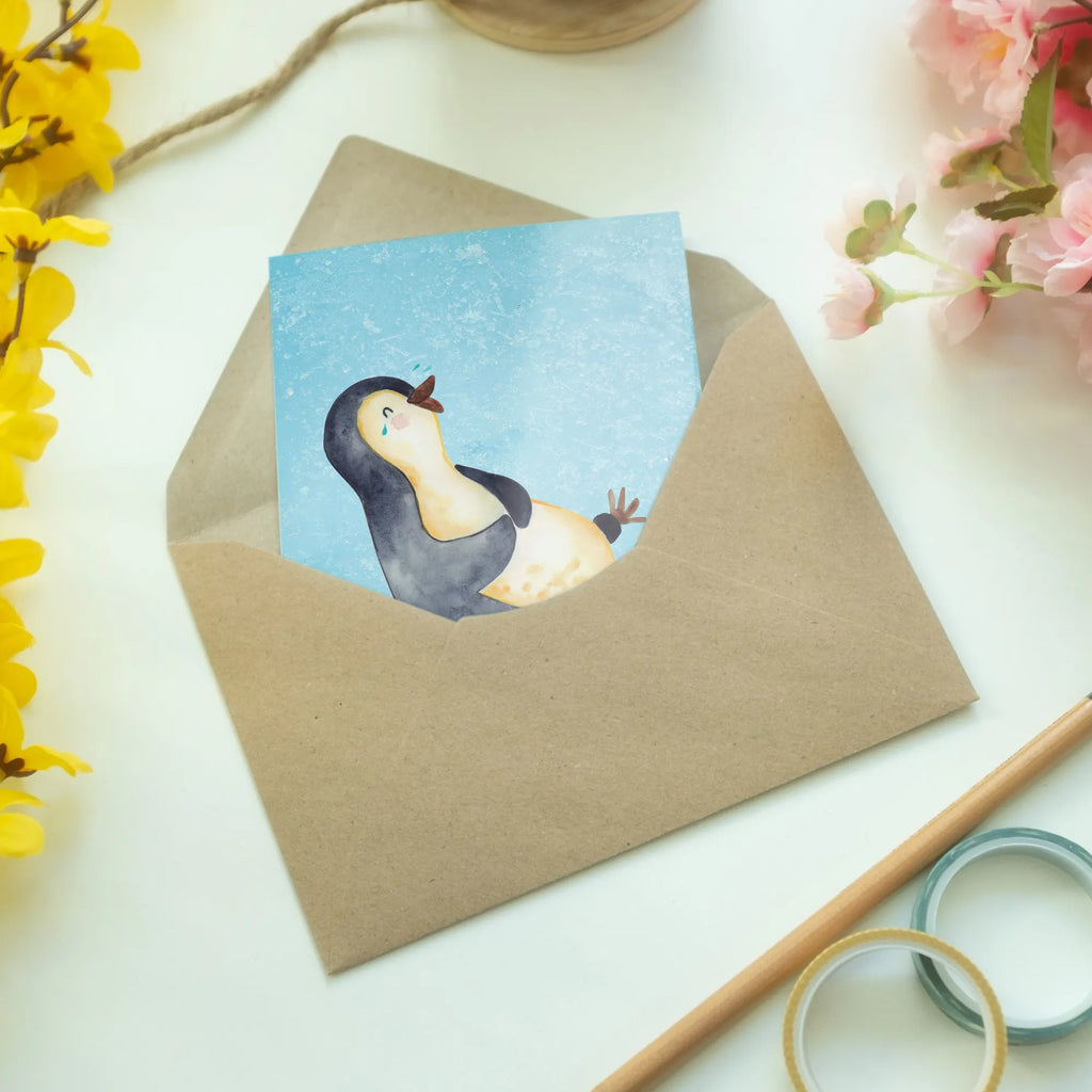 Grußkarte Pinguin Lachen Grußkarten, valentinstagskarte, jubiläumskarte, osterkarte, osterkarten, abiturkarte, Klappkarte, Motivkarte, glückwunschkarten, weihnachtskarten, faltkarte, neujahrskarte, Grußkarte, hochzeitskarten, Beileidskarte, vatertagskarte, einladungskarten, genesungskarte, dankeskarten, kommunionskarte, Glückwunschkarte, firmungskarte, doppelkarte, spruchkarte, babykarte, Pinguin, Pinguine, Fröhlich, Lachen, Optimismus, Lustiger Spruch, Humor, Fröhlichkeit
