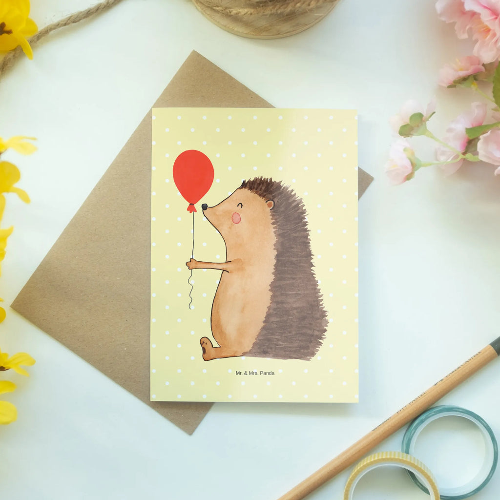 Kartka okolicznościowa jeż balon Motywy zwierzęce, dobra energia, zabawne powiedzonka, zwierzęta