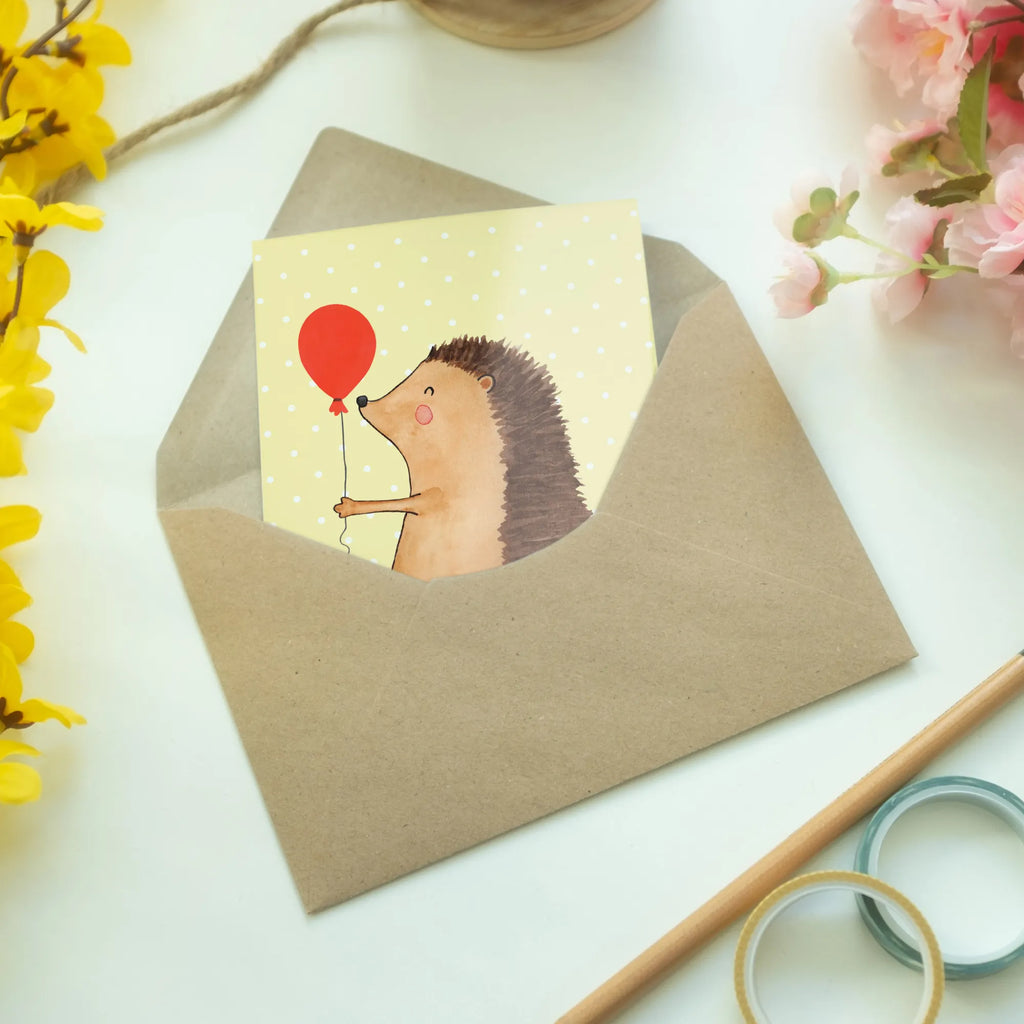 Kartka okolicznościowa jeż balon Motywy zwierzęce, dobra energia, zabawne powiedzonka, zwierzęta