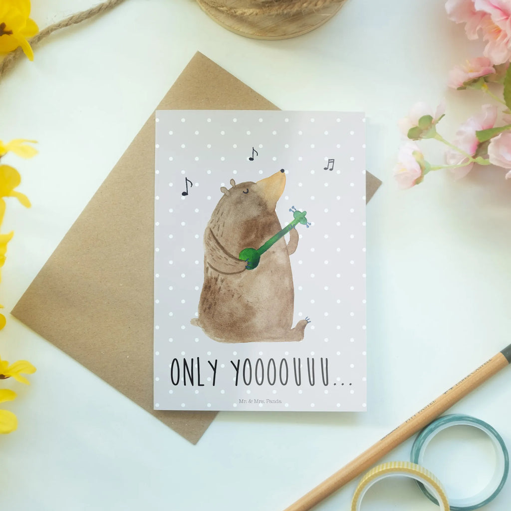 Greetings card bear guitar Geburtstagskarte, Glückwunschkarte, Klappkarte, Karte, Einladungskarte, Hochzeitskarte, Ansichtskarten, Grußkarte, Bär, Teddy, Teddybär