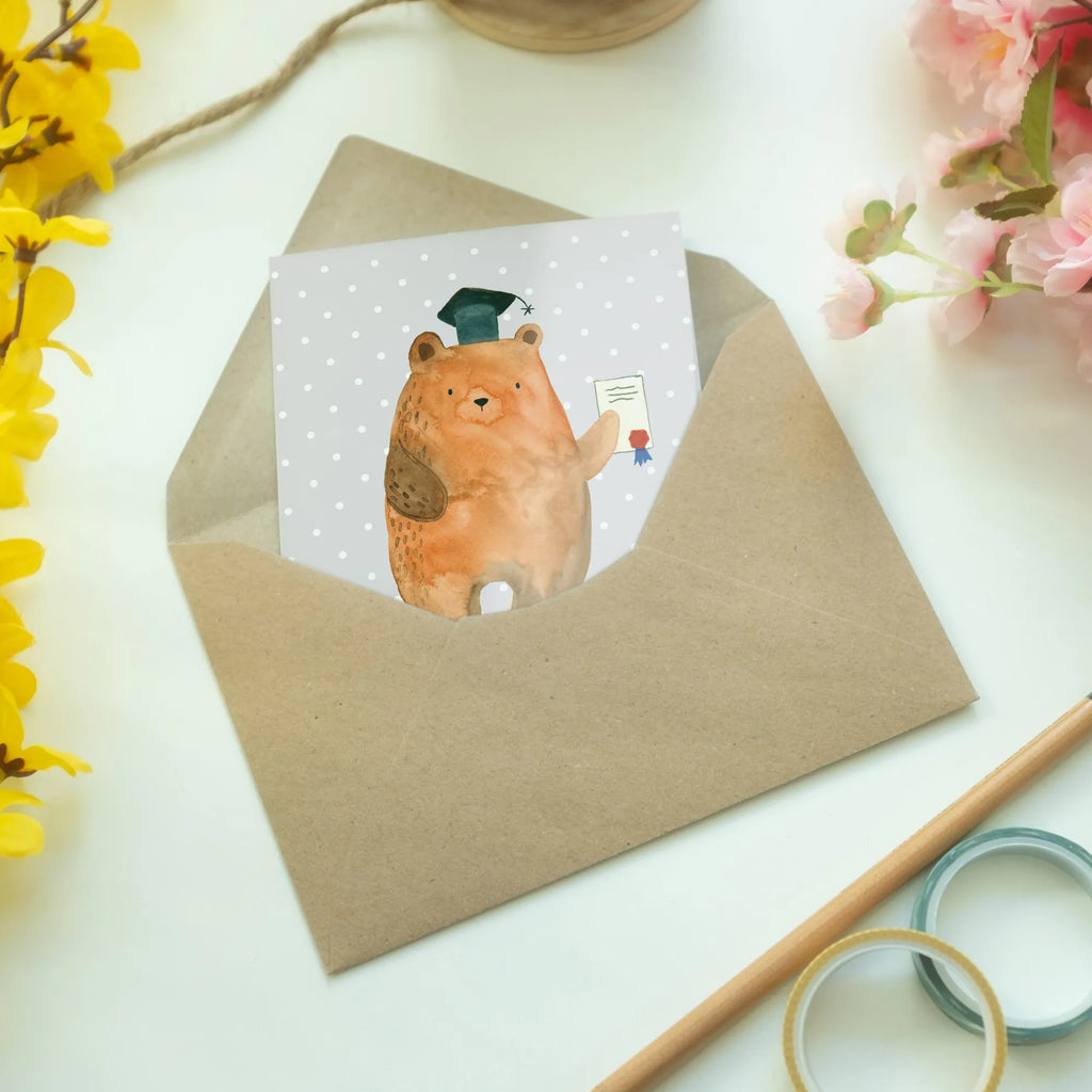 Greetings card bear Test Klappkarte, Grußkarte, Einladungskarte, Glückwunschkarte, Karte, Hochzeitskarte, Geburtstagskarte, Ansichtskarten, Bär, Teddy, Teddybär, Abitur, Prüfungen, Prüfung bestanden, Zeugnis, Abschluss, Abschlusszeugnis