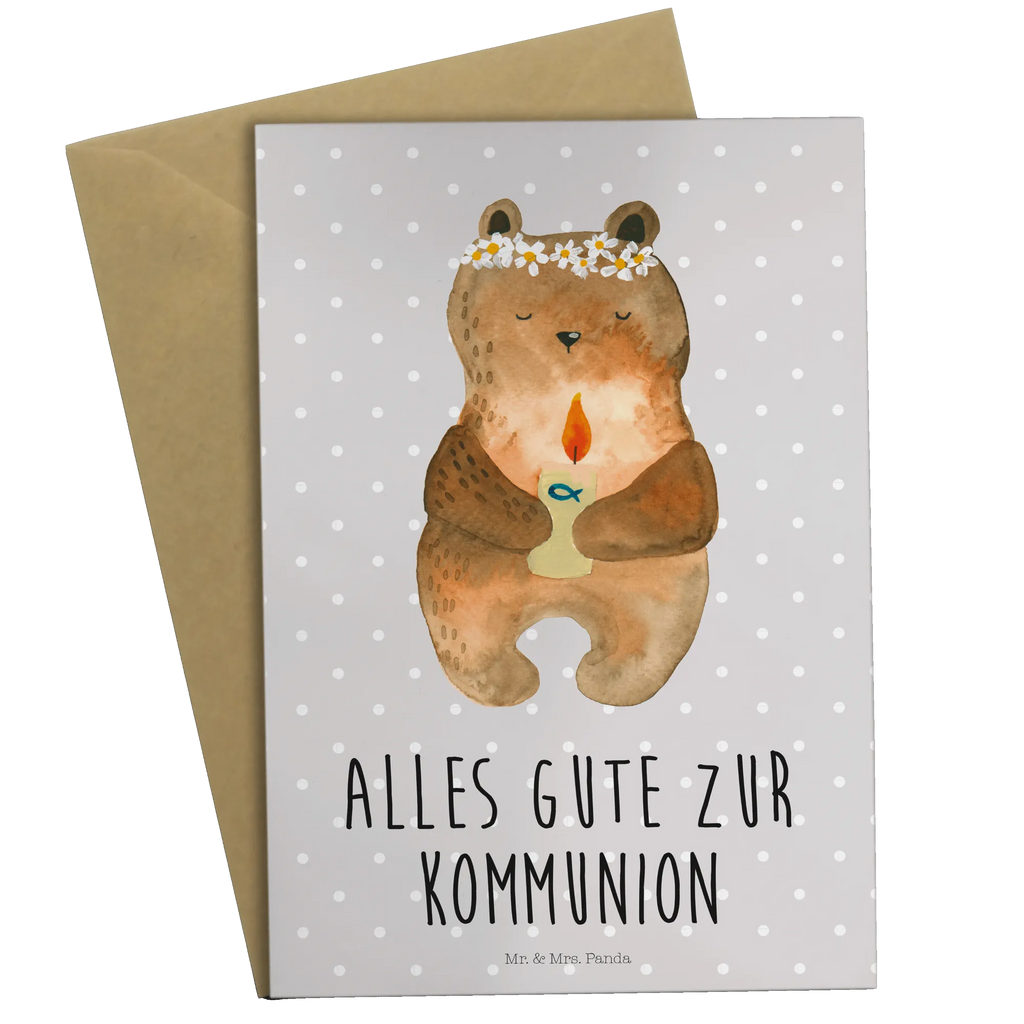Greetings card bear communion genesungskarte, valentinstagskarte, jubiläumskarte, dankeskarten, Motivkarte, kommunionskarte, hochzeitskarten, Beileidskarte, weihnachtskarten, firmungskarte, Grußkarten, vatertagskarte, babykarte, glückwunschkarten, osterkarte, spruchkarte, Glückwunschkarte, neujahrskarte, abiturkarte, osterkarten, Klappkarte, Grußkarte, einladungskarten, Teddy, Bär, Teddybär, Kommunion, Taufkerze, Katholisch, Gottes Segen