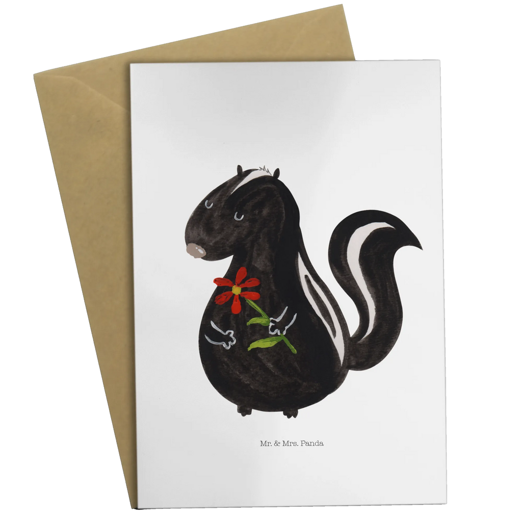 Greetings card skunk flower firmungskarte, glückwunschkarten, kommunionskarte, einladungskarten, abiturkarte, Motivkarte, Klappkarte, osterkarten, babykarte, valentinstagskarte, spruchkarte, genesungskarte, jubiläumskarte, Grußkarte, hochzeitskarten, Beileidskarte, neujahrskarte, dankeskarten, Glückwunschkarte, weihnachtskarten, osterkarte, vatertagskarte, Grußkarten, Skunk, Stinktier, Stinki, Raubtier, Tagträumer, Träume, Wildtier, Stinker, Verträumt, Dreams