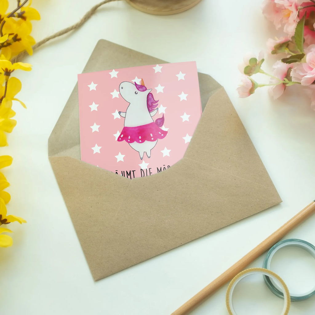 Greetings card unicorn ballerina wedding card, greeting card, birthday card, invitation card, folding card, unicorn, unicorns, Fun, Unicorn, dancer present, Dancer gift, English, Celebration, Party, Flat, Einhorn, Ballerina, Dancing