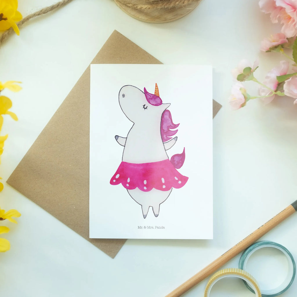 Greetings card unicorn ballerina wedding card, greeting card, birthday card, invitation card, folding card, unicorn, unicorns, Fun, Unicorn, dancer present, Dancer gift, English, Celebration, Party, Flat, Einhorn, Ballerina, Dancing