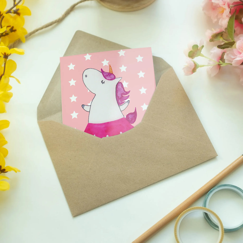 Greetings card unicorn ballerina wedding card, greeting card, birthday card, invitation card, folding card, unicorn, unicorns, Fun, Unicorn, dancer present, Dancer gift, English, Celebration, Party, Flat, Einhorn, Ballerina, Dancing