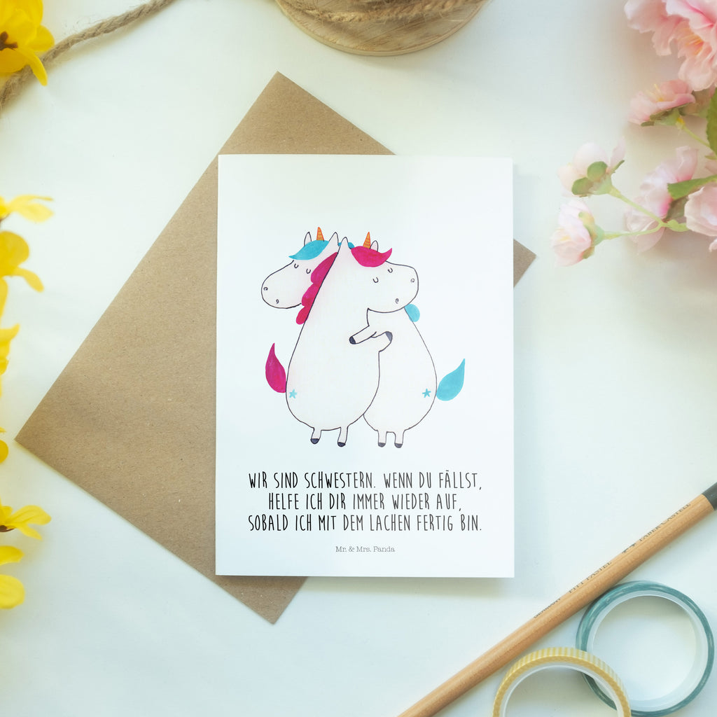 Greetings card unicorns Embrace Glückwunschkarte, Grußkarte, Ansichtskarten, Einladungskarte, Hochzeitskarte, Klappkarte, Geburtstagskarte, Karte, Einhorn, Einhörner, Einhorn Deko, Unicorn, Schwestern, Freundinnen, Schwester, Liebe, Freundin, BFF, Familie, Geschwister, Sister