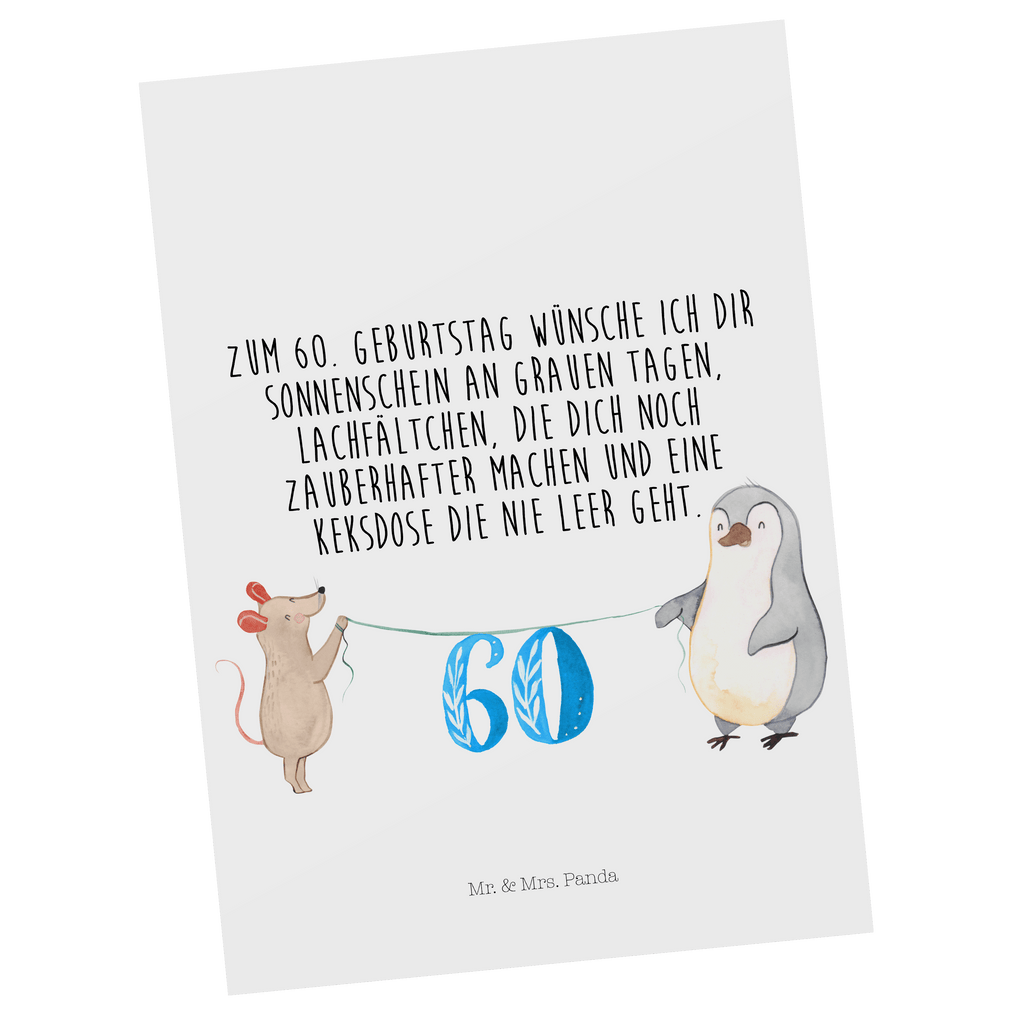 Postkarte 60. Geburtstag Maus Pinguin Postkarte, Karte, Geschenkkarte, Grußkarte, Einladung, Ansichtskarte, Geburtstagskarte, Einladungskarte, Dankeskarte, Geburtstag, Geburtstagsgeschenk, Geschenk, Party, Feiern, Torte, Kuchen