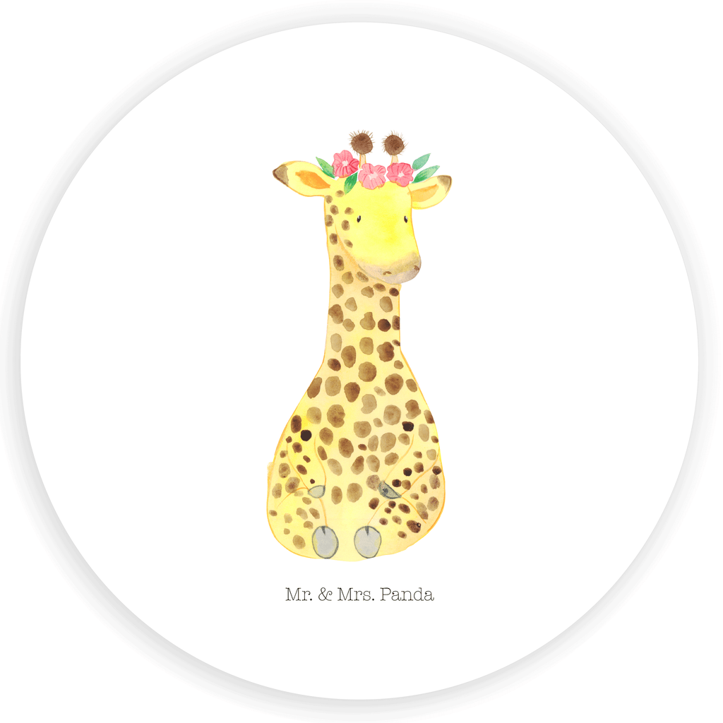 Rund Aufkleber Giraffe Blumenkranz Sticker, Aufkleber, Etikett, Kinder, rund, Afrika, Wildtiere, Giraffe, Blumenkranz, Abenteurer, Selbstliebe, Freundin