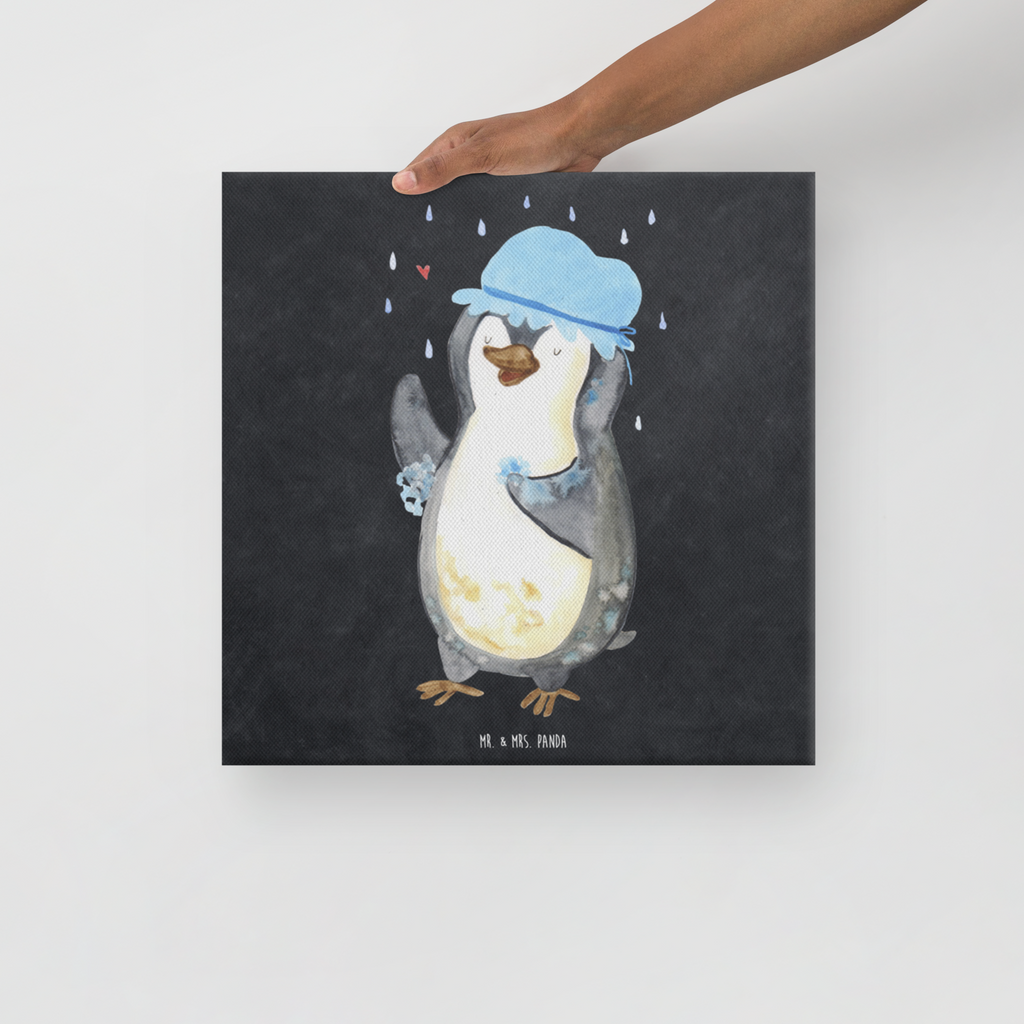 Leinwand Bild Pinguin duscht Leinwand, Bild, Kunstdruck, Wanddeko, Dekoration, Pinguin, Pinguine, Dusche, duschen, Lebensmotto, Motivation, Neustart, Neuanfang, glücklich sein