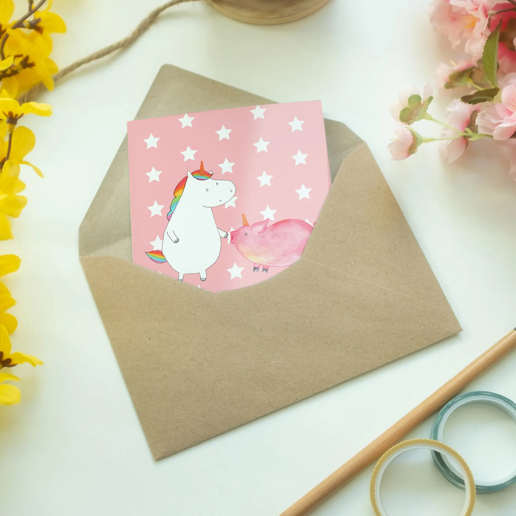 Greetings card unicorn Pig Einladungskarte, Glückwunschkarte, Grußkarte, Hochzeitskarte, Klappkarte, Geburtstagskarte, Karte, Ansichtskarten, Einhorn, Einhörner, Einhorn Deko, Unicorn, Freundschaft, Schweinhorn, Schwein, Freundin, Schweinchen
