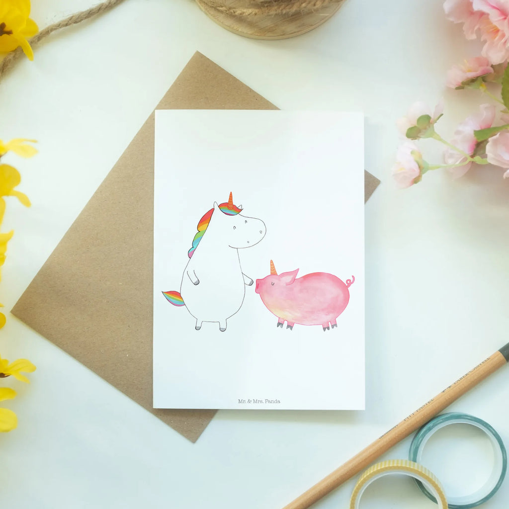 Greetings card unicorn Pig Einladungskarte, Glückwunschkarte, Grußkarte, Hochzeitskarte, Klappkarte, Geburtstagskarte, Karte, Ansichtskarten, Einhorn, Einhörner, Einhorn Deko, Unicorn, Freundschaft, Schweinhorn, Schwein, Freundin, Schweinchen