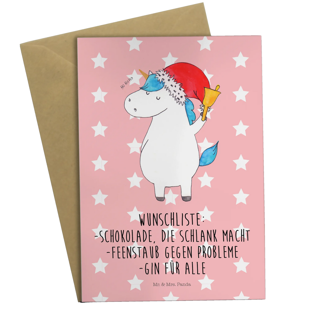 Greetings card unicorn Santa Claus wedding card, greeting card, folding card, birthday card, invitation card, unicorn, unicorns, christmas, wish list, christmas present, chocolate, Gin, fairy dust, gift, santa, santa claus
