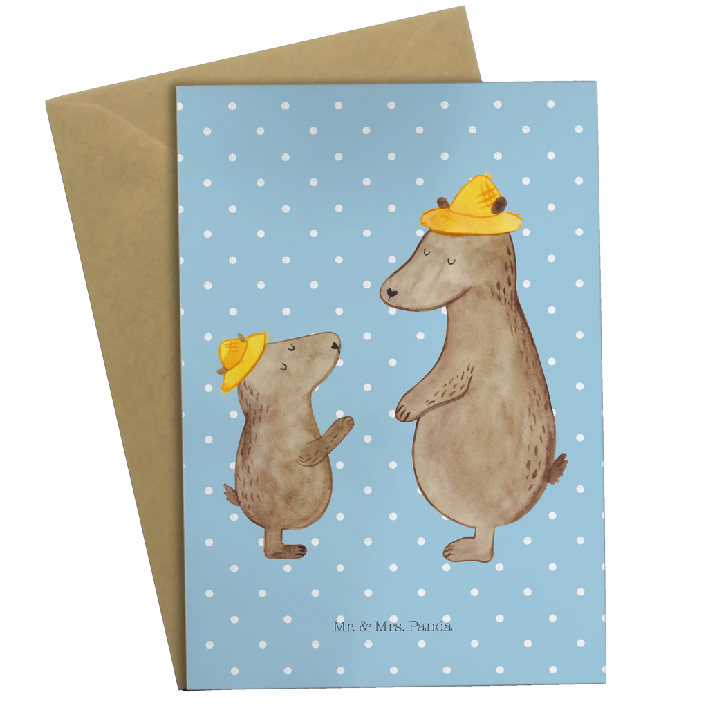 Greetings card Bears with hats Glückwunschkarte, Hochzeitskarte, Klappkarte, Karte, Ansichtskarten, Geburtstagskarte, Einladungskarte, Grußkarte, Familie, Vatertag, Muttertag, Bruder, Schwester, Mama, Papa, Oma, Opa, Papi, Daddy, Söhne, Vorbild, Lieblingsmensch, Sohn, Bären, Kind, Family, Kinder, Dad, Vater, Vater-Sohn, Paps, Bär