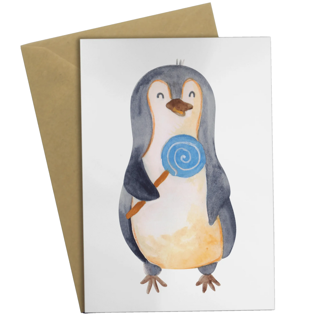 Greetings card Penguin lollipop Hochzeitskarte, Grußkarte, Ansichtskarten, Einladungskarte, Klappkarte, Geburtstagskarte, Glückwunschkarte, Karte, Pinguin, Spruch, Rebell, Lolli, Ganove, Süßigkeiten, Pinguine, Rabauke, Blödsinn, Gauner