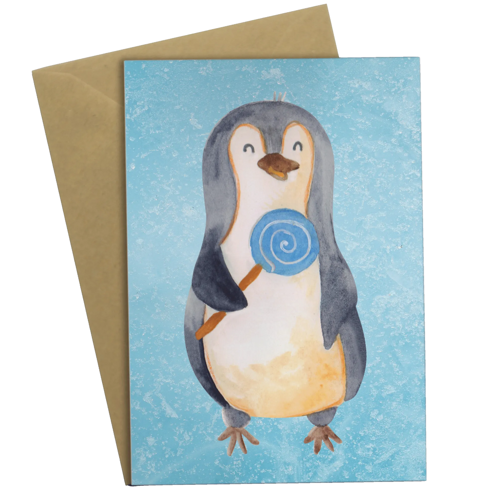 Greetings card Penguin lollipop Hochzeitskarte, Grußkarte, Ansichtskarten, Einladungskarte, Klappkarte, Geburtstagskarte, Glückwunschkarte, Karte, Pinguin, Spruch, Rebell, Lolli, Ganove, Süßigkeiten, Pinguine, Rabauke, Blödsinn, Gauner