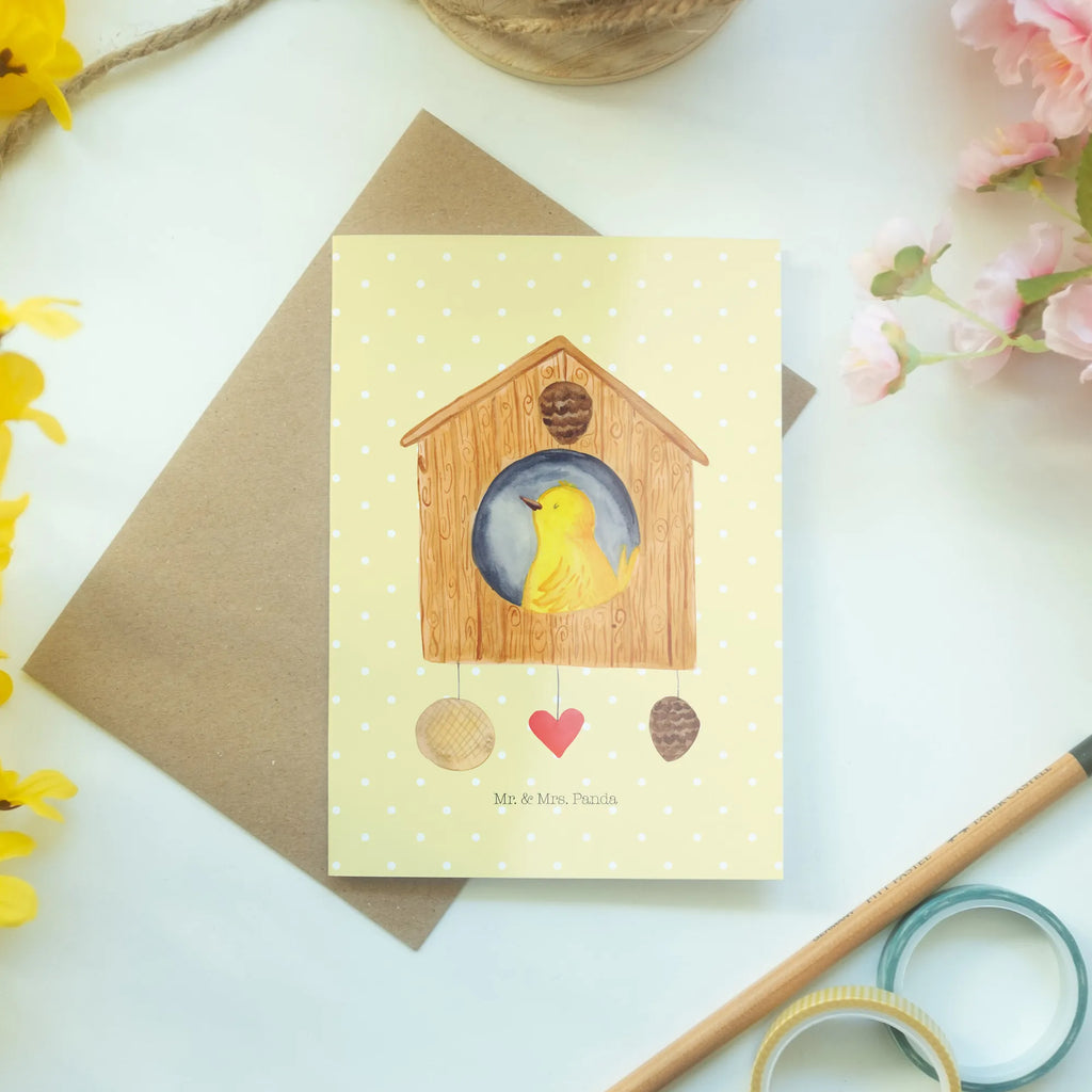 Greetings card Bird House dankeskarten, spruchkarte, abiturkarte, osterkarte, Grußkarte, hochzeitskarten, jubiläumskarte, osterkarten, babykarte, Klappkarte, valentinstagskarte, neujahrskarte, Grußkarten, Beileidskarte, glückwunschkarten, Motivkarte, Glückwunschkarte, weihnachtskarten, einladungskarten, firmungskarte, vatertagskarte, genesungskarte, kommunionskarte, Tiermotive, Gute Laune, Tiere, Lustige Sprüche, Wohnung, Familie, Vogelhaus, Lieblingsort, Zuhause, Unser Haus, Vogel, Vogelhäuschen, Vögel, Castle, Haus, Home Sweet Home, Eigenheim, Nest