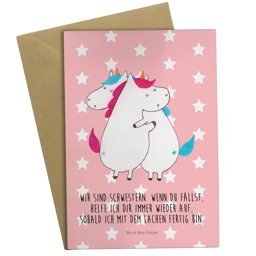 Greetings card unicorns Embrace Glückwunschkarte, Grußkarte, Ansichtskarten, Einladungskarte, Hochzeitskarte, Klappkarte, Geburtstagskarte, Karte, Einhorn, Einhörner, Einhorn Deko, Unicorn, Schwestern, Freundinnen, Schwester, Liebe, Freundin, BFF, Familie, Geschwister, Sister