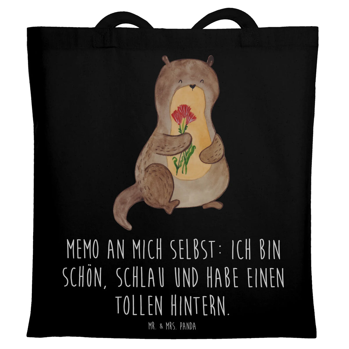 Tote bag otter Bunch of flowers aquatic animal, animal lover, marten, sea otter, European otter, water mammal, baby otter, predator, water, otter gifts, gift ideas for animal lovers, animal, mammal, water animal, gifts for people in love, Otter Sea Otter Lake Otter