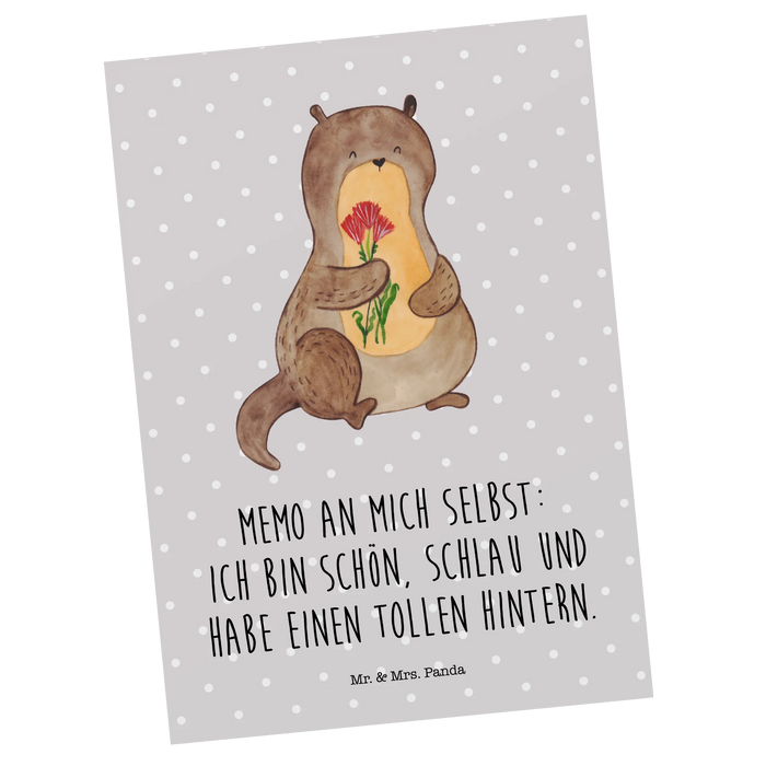 Postkarte Otter Blumenstrauß
