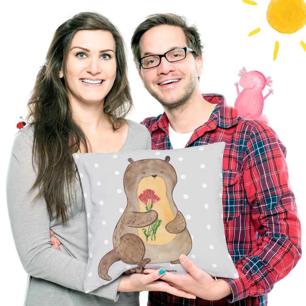 40x40 poduszka wydra bukiet kwiatów Kuna, wydra, morska wydra