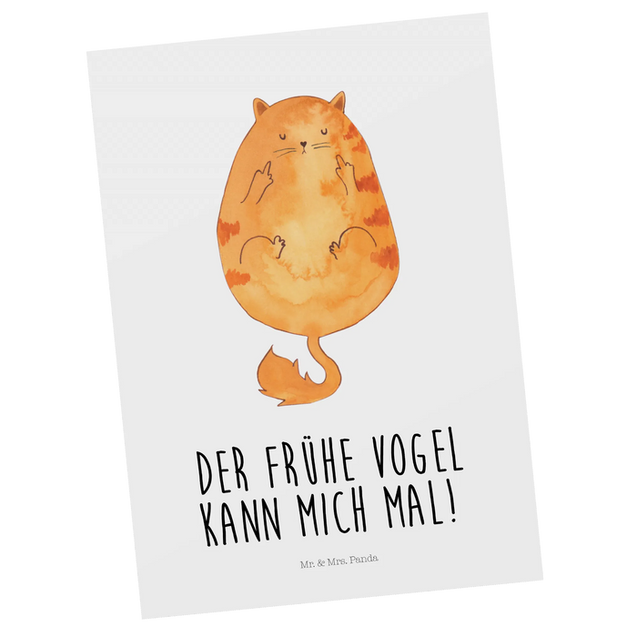 Postkarte Katze Frühaufsteher