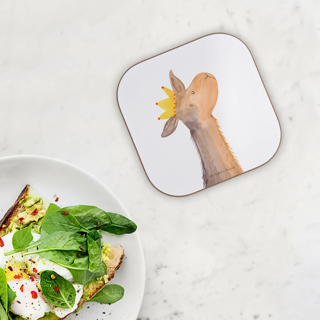 Square coaster llama head king gift, presents, glass coasters, Coasters, breakfast, party, gifts, Llama, llama, alpaca, trendy animal, colleague, lamas, high school graduation, king, boss, mum, office colleague, queen, lama, girlfriend, dad, supervisor