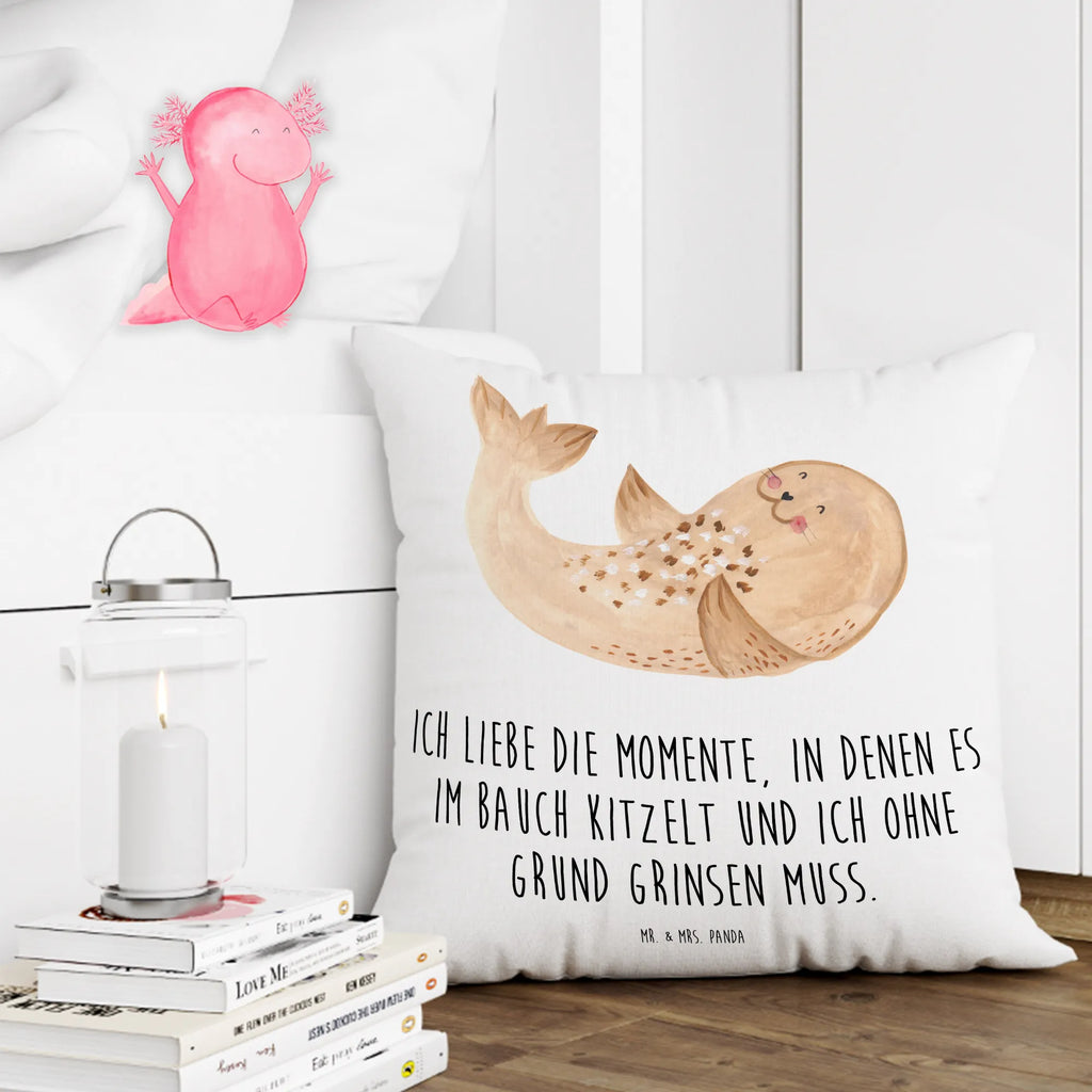 Cushion seal Lay couch, pad, 40x40, pillow case, Pillow, cushion, settee, sofa, soft, bedroom, pillows, fluffy, bed, 40 x 40, small animals, cute, funny, cute animal motives, hand drawn, small world, funny sayings, good mood, happy, gifts, gift ideas, special gifts, animal lover, card, Seal, North Sea, beach, joy, laughter, seals, seal, Baltic Sea, sea animal