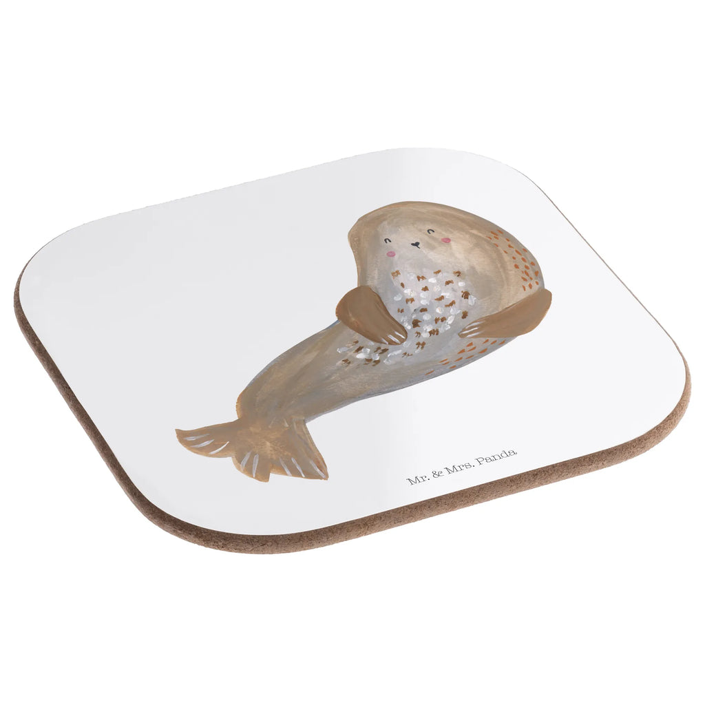 Quadratische Untersetzer Robbe lachend Untersetzer Holz, Bierdeckel, Korkuntersetzer, Tassen Untersetzer, Holzuntersetzer, Glasuntersetzer, Untersetzer, Untersetzer Design, Untersetzer Gläser, Untersetzer für Gläser, Untersetzer aus Holz, Getränkeuntersetzer, Tiermotive, Gute Laune, lustige Sprüche, Tiere, Nordsee, Robbe, Meerestier, Robben, Ostsee, Strand, Seehund