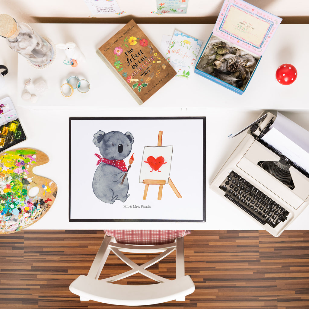 Schreibtischunterlage Koala Künstler Schreibunterlage, Schreibtischauflage, Bürobedarf, Büroartikel, Schreibwaren, Schreibtisch Unterlagen, Schreibtischunterlage Groß, Koala, Koalabär, Liebe, Liebensbeweis, Liebesgeschenk, Gefühle, Künstler, zeichnen