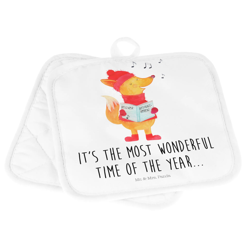 2-elementowy zestaw podkładek pod garnki lis Śpiewak Topflappen 2er Set, Topflappenset, topfhalter, Topfuntersetzer, Topflappen, Topflappen Set, Topfhandschuhe, 2er Set Topflappen, Wintermotiv, Winter, Weihnachtsdeko, Weihnachten, Nikolaus, Advent, Heiligabend, Geschenk Sänger, Fuchs, Singen, Füchse, Sänger, Weihnachtslieder