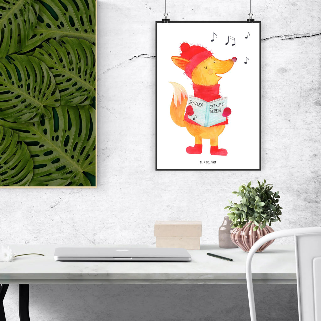 Plakat lis Śpiewak kunstdruck poster, drucke, Wandbild, kunst für die wand, kunstposter, Poster, grafikposter, Kunstdruck, Posterdruck, Mr. & Mrs. Panda Poster, Plakat, wandkunst, Bild, Bild für Wand, Wanddeko Bild, Wandposter, Designposter, wanddeko, Wanddekoration, Wandschmuck, wanddruck, Deko Bild, Wintermotiv, Heiligabend, Advent, Nikolaus, Weihnachtsdeko, Winter, Weihnachten, Sänger, Singen, Füchse, Fuchs, Geschenk Sänger, Weihnachtslieder