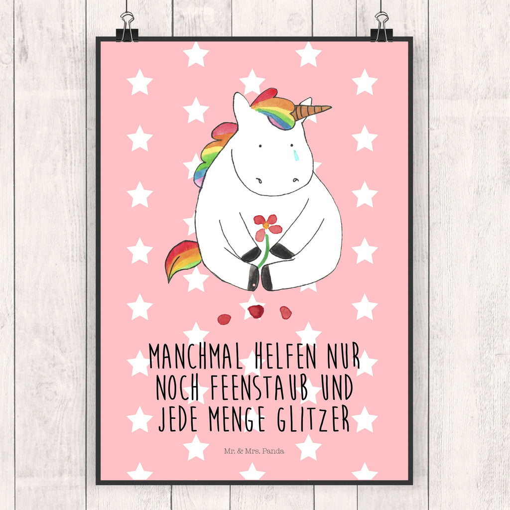 Poster unicorn Sad unicorn, unicorns, love, grief, Friendship, Unicorn, friends, greeting card, glitter, flower, consoling