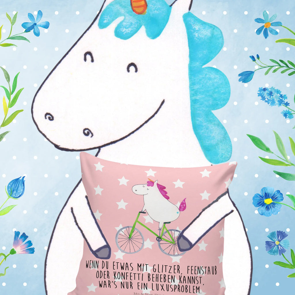 Cushion unicorn cyclist Pillow, settee, soft, fluffy, pad, bed, pillows, 40x40, couch, pillow case, bedroom, sofa, 40 x 40, cushion, unicorn, unicorns, present, cycling, luxury problem, fairy dust, love affliction, cyclist gift, confetti, grief, wheel, bike