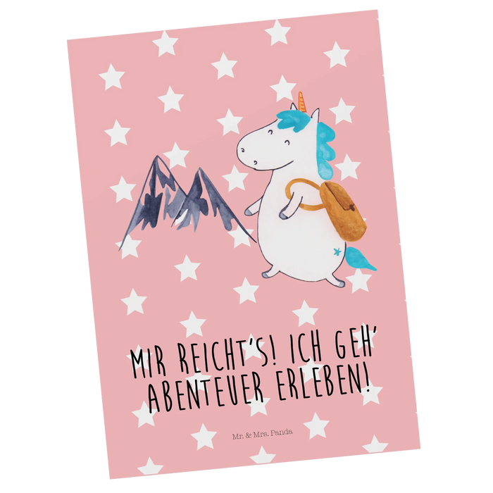Postkarte Einhorn Bergsteiger